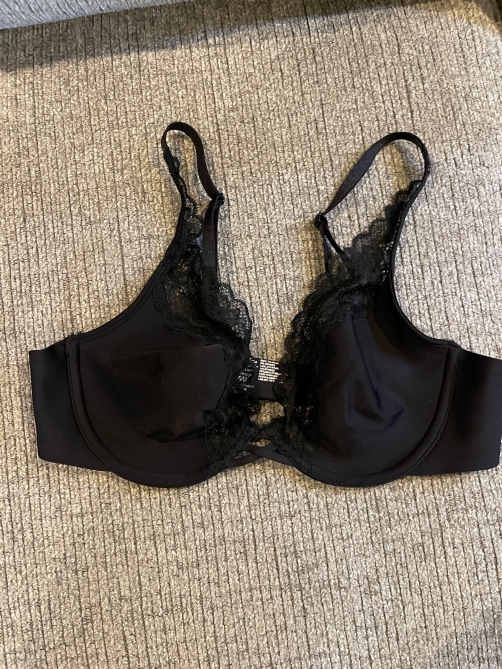 Soma Black Plunge Unlined Bra with Lace Trim